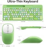 Retro Wireless Keyboard and Mouse Combo, Full-Size USB Keyboard with Round Keycaps, 2.4GHz Wireless for Desktop, Laptop and Computer (Green-Colorful) - Image 7