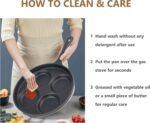 4-Cup Cast Iron Fried Egg Pan 9.5” Pancake Pan Burger Omelet Cooker Griddle Egg Skillet for Breakfast, Kitchen Cookware for Gas Stove & Induction Cooker - Image 5