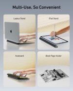 3 in 1 Silicone Laptop Stand, Keyboard Riser for Ergonomic Typing/Reading, Portable Laptop Cooling Stand, for Home Office School and Travel, Oval Base, Midnight - Image 5