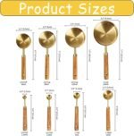 Copper Measuring Cups and Spoon Set of 8, Stackable Kitchen Measure Tool with Handle, Metric Cups and Spoons Measuring Set for Cooking Baking - Image 3