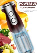 MegaWise 3-in-1 Hand Blender Set with Variable Speed Control, 400W Immersion Blender - Includes Whisk, Milk Frother, Chopper, and Beaker for Smoothies, Soups, and Baby Food (RED) - Image 3