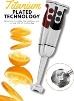 MegaWise 3-in-1 Hand Blender Set with Variable Speed Control, 400W Immersion Blender - Includes Whisk, Milk Frother, Chopper, and Beaker for Smoothies, Soups, and Baby Food (RED) - Image 4