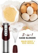 MegaWise 3-in-1 Hand Blender Set with Variable Speed Control, 400W Immersion Blender - Includes Whisk, Milk Frother, Chopper, and Beaker for Smoothies, Soups, and Baby Food (RED) - Image 5