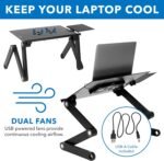 Mount-It! Adjustable Laptop Stand & Lap Desk with USB Cooling Fans, Large Aluminum Laptop Tray with Mouse Pad, Portable Sit-Stand Laptop Desk for Bed, Couch & Table - Image 3