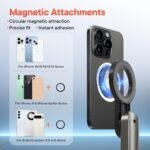 Phone Tripod, 4-in-1 Magnetic Mini Selfie Stick,Pocket Size Selfie Stick with Wireless Detachable Remote Control & 2 Fill Light for Photograph, Vlogging Compatible with iPhone/Android - Image 6
