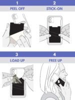 LIFESTYLE DESIGNS The StickyWallet – Premium Spandex Stick-on Phone Wallet Card Holder for any Case – Unique Double Pocket Design + Finger Strap (2 Pack) - Image 3