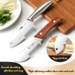 Julienne Slicer Stainless Steel Onion Cutter Scallion Shredder, Vegetable Chopper with Comb Teeth, Kitchen Gadgets (Full Stainless Steel) - Image 5