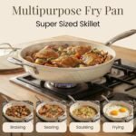 GOTHAM STEEL HAMMERED 14 Inch Non Stick Frying Pans with Lid, Extra Large Frying Pans Nonstick Cooks Family Sized Meals, Non Toxic PFOA Free, Induction Ready, Oven and Dishwasher Safe - Image 4