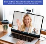 Webcam for PC - PC Camera Webcam 1080P, Desktop Computer Web cam with Privacy Shutter and Tripod Autofocus, Dual Noise-USB Plug&Play,Cancelling Mics,Auto Light Correction, - Image 3