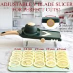 Adjustable Mandoline Slicer for Kitchen - Ultra Sharp V-Blade with Container, Julienning Slicer for Potatoes, Apples, Onions, Tomatoes - Image 3