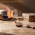 Pour Over Coffee Maker with Reusable Stainless Steel Drip Filter, Lead-Free Borosilicate Glass Coffee Carafe with Modern Wooden Collar for 1-2Cup, Circular Clear (400ml/13.5oz) - Image 5