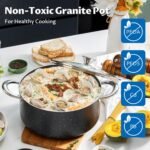 BEZIA Large 8 Quart Nonstick Stock Pot with Lid, Induction Cooking Pot Soup Pot, Non-toxic and Oven Safe, Perfect for Stews, Soups and All Stovetops, PFOA PFAS Free - Image 3