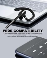 Bluetooth Headset V5.1, Wireless Headset with Battery Display Charging Case, Bluetooth Earpiece with Noise Canceling Mic for Driving, Office, Business, Compatible with Cell Phone and PC - Image 4