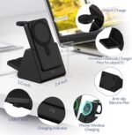 3-in-1 Wireless Charging Station: Portable 10000mAh Power Bank Charger Compatible for Phone Air/17/16/15/14/13/12 Series and Watch - Detachable Magnetic Charging Stand Black - Image 5