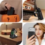 3-in-1 Wireless Charging Station: Portable 10000mAh Power Bank Charger Compatible for Phone Air/17/16/15/14/13/12 Series and Watch - Detachable Magnetic Charging Stand Black - Image 6