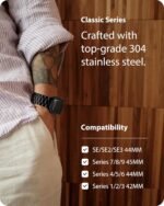 Fullmosa Band Compatible with Apple Watch 44mm 45mm 42mm, Stainless Steel iWatch Band for Apple Watch Se 2 Series 9/8/7/6/5/4/3/2/1(Black, 42mm/44mm/45mm) - Image 4