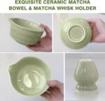 Matcha Whisk Set, 8pcs Japanese Ceremonial Matcha Kit include Mixing Bowl with Spout, Bamboo Whisk and Holder, Bamboo Matcha Scoop and Spoon for Matcha Tea Lovers - Image 3