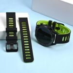 WOCCI 22mm Bicolor Watch Band, Silicone Rubber, Quick Release Replacement Strap for Men and Women, Black Stainless Steel Buckle (Black-Spring Green) - Image 5