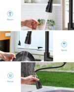 WEWE Kitchen Faucet with Pull Down Sprayer and Soap Dispenser, Stainless Steel Kitchen Sink Faucets, 3-Mode High Arc Single Handle Faucet for RV Farmhouse, Matte Black - Image 5