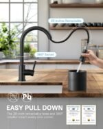 WEWE Kitchen Faucet with Pull Down Sprayer and Soap Dispenser, Stainless Steel Kitchen Sink Faucets, 3-Mode High Arc Single Handle Faucet for RV Farmhouse, Matte Black - Image 6