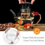 Enamel Glass Flower Tea Pot With Removable Loose Tea Leaf Infuser Tea Maker Teapot Set 30.4OZ Gifts for Women,Mom,Birthday - Image 3