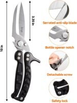 Brigii Kitchen Shear, Stainless Steel Heavy Duty Poultry Shears, Multi-Purpose Kitchen Scissors for Cutting Chicken, Fish, Seafood, and Vegetables-Black - Image 4