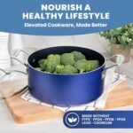 Granitestone 15 Pc Kitchen Pots and Pans Set Non Stick, Kitchen Cookware Sets, Pot and Pan Set, Nonstick Cookware Set, Diamond Coated Non Stick Pots and Pan Set, Dishwasher Safe - Blue - Image 5