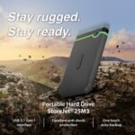 Transcend 2TB SJ25M3, USB 3.1 Portable Hard Drive Rugged, Anti-Shock Resistant, Compact and Lightweight with Lightning-Fast Speeds, One Touch Backup Button, Iron Gray - TS2TSJ25M3S - Image 4
