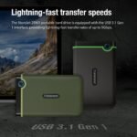 Transcend 2TB SJ25M3, USB 3.1 Portable Hard Drive Rugged, Anti-Shock Resistant, Compact and Lightweight with Lightning-Fast Speeds, One Touch Backup Button, Iron Gray - TS2TSJ25M3S - Image 6