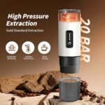 Portable Espresso Maker with Stainless Steel Body | 7500mAh Rechargeable Battery | 20 Bar Self-Heating with USB-C | Works with Most Capsules Compatible for Camping, Travel, Outdoor (White) - Image 4
