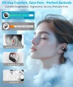 Ultra Open Ear Earbuds - Ergonomic Clip-On Earbuds, Bone Conduction Over-The-Ear Headphones with Waterproof Design and Secure Fit for Small Ears, Obsidian Black - Image 3