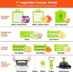 Vegetable Chopper: 16 in 1 Food Chopper - Onion Vegetable Slicer Cutter Dicer, Veggie Cutter with Container, 7 Blades, Kitchen Gadgets for Carrot Salad Garlic Potato Slicer (Grey) - Image 3