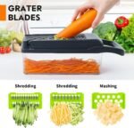 Vegetable Chopper: 16 in 1 Food Chopper - Onion Vegetable Slicer Cutter Dicer, Veggie Cutter with Container, 7 Blades, Kitchen Gadgets for Carrot Salad Garlic Potato Slicer (Grey) - Image 4