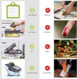 Vegetable Chopper: 16 in 1 Food Chopper - Onion Vegetable Slicer Cutter Dicer, Veggie Cutter with Container, 7 Blades, Kitchen Gadgets for Carrot Salad Garlic Potato Slicer (Grey) - Image 5