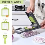 Vegetable Chopper: 16 in 1 Food Chopper - Onion Vegetable Slicer Cutter Dicer, Veggie Cutter with Container, 7 Blades, Kitchen Gadgets for Carrot Salad Garlic Potato Slicer (Grey) - Image 6