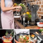 Silicone Kitchen Utensils Set, 16-Piece Silicone Cooking Utensils by Deedro, Heat Resistant Kitchen Tools Set with Holder, Nonstick Spatula Kitchen Gadgets for Cooking & Baking, Gray - Image 4