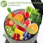 OMMO Juicer Machines, 300W Cold Press Juicer for Whole Vegetables & Fruits with 6'' Large Feed Chute, Slow Masticating Juicer Easy to Clean, High Juice Yield, BPA Free, Black - Image 3