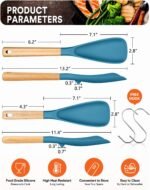 Multifunction Spoon for Nonstick Cookwares, Great for Cooking and Serving, Sturdy BPA-Free Matte Silicone, Wood Handle spoonula for Mixing, Scoop, and Scrape, Turquoise(2 pack,11.4" & 13.4") - Image 3