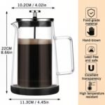 French Press Coffee Maker 34Oz - Double-Wall Insulated Borosilicate Glass - Ergonomic Handle - Coffee Gift - Tea & Coffee Press - Image 4