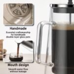 French Press Coffee Maker 34Oz - Double-Wall Insulated Borosilicate Glass - Ergonomic Handle - Coffee Gift - Tea & Coffee Press - Image 5