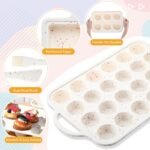 7 Pcs Silicone Baking Pan Set with 4 Molds (Loaf, Muffin, Mini Muffin, Round), Spatula, Dual-head Pastry Brush Oven Mitts Nonstick for Cupcakes Brownies Bread, Confetti Design - Image 5