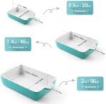 Casserole Dishes for Oven, Ceramic Baking Dishes, Lasagna Pan with Handles, Porcelain Baking Pan Deep, Bakeware for Baking, Cooking, Wedding Gift, Set of 3 (11.6" x 7.8", Aquamarine) - Image 4