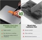 Cutting Board Double Sided,Large Stainless Steel Cutting Boards,Wheat Straw Cutting Boards for Kitchen,for Meat, Veggies, Fruits, with Easy Grip Handle,Dishwasher Safe (1, Large) - Image 4