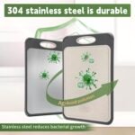 Cutting Board Double Sided,Large Stainless Steel Cutting Boards,Wheat Straw Cutting Boards for Kitchen,for Meat, Veggies, Fruits, with Easy Grip Handle,Dishwasher Safe (1, Large) - Image 5
