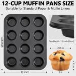 4 Pack Muffin Pan for Baking, Standard Cupcake Pan with 200 Natural Cupcake Liners, Muffin Tin Nonstick 12 Cup, Carbon Steel Muffin Cupcake Tary Baking Supplies - Image 3