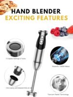 MEGAWISE new Hand Blender Series Only one Hand Blender,no attachments,12-Speed,Includes Powerful Blender Stick- Easy to Clean and Perfect for Smoothies, and More (black) - Image 5