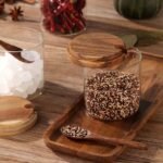 3 Pack 250ml / 8.5oz Clear Glass Spice Jar with Acacia Wooden Lid and Spoon, Classic Style, Kitchen Storage Container, 3.2 inches (diameter) x 3.5 inches (height) - Image 4