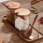 3 Pack 250ml / 8.5oz Clear Glass Spice Jar with Acacia Wooden Lid and Spoon, Classic Style, Kitchen Storage Container, 3.2 inches (diameter) x 3.5 inches (height) - Image 5