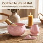 Matcha Kit Whisk Set (7 Pcs) - Complete Matcha Set, Matcha Bowl with Spout, Whisk with Holder, Bamboo Scoop with Rest and Sifter, Perfect Kit for Matcha Lovers (Sakura Pink) - Image 3