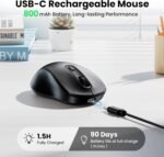 TECKNET Rechargeable Bluetooth Mouse, [ USB + BT5.0 + BT3.0 ] Wireless Mouse, Ergonomic Design, Silent Click, 6-Level 4800 DPI Wireless Mice, 3-Device Switching for Laptop, Computer, iPad, MacBook - Image 4